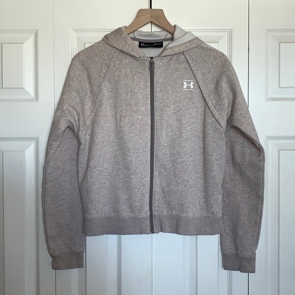 Under Armour Rival Fleece Zip Up Cropped Hoodie Sweatshirt Sz M - Picture 1 of 7